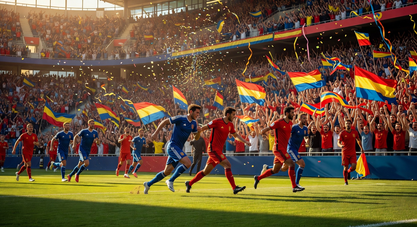 Spanish La Liga football match in a sunlit stadium with passionate fan support